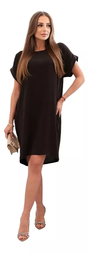 Ruda suknelė su kišenėmis Safira