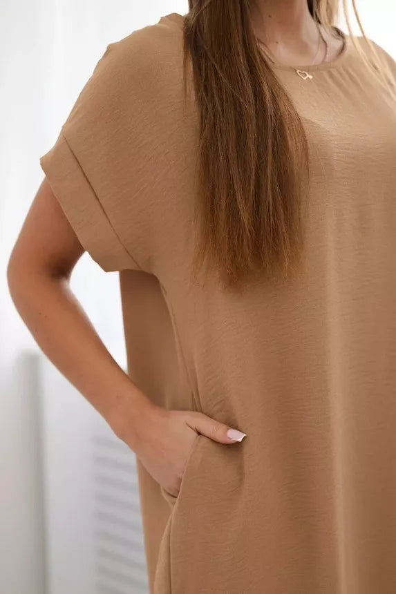 Šviesiai ruda suknelė su kišenėmis Safira