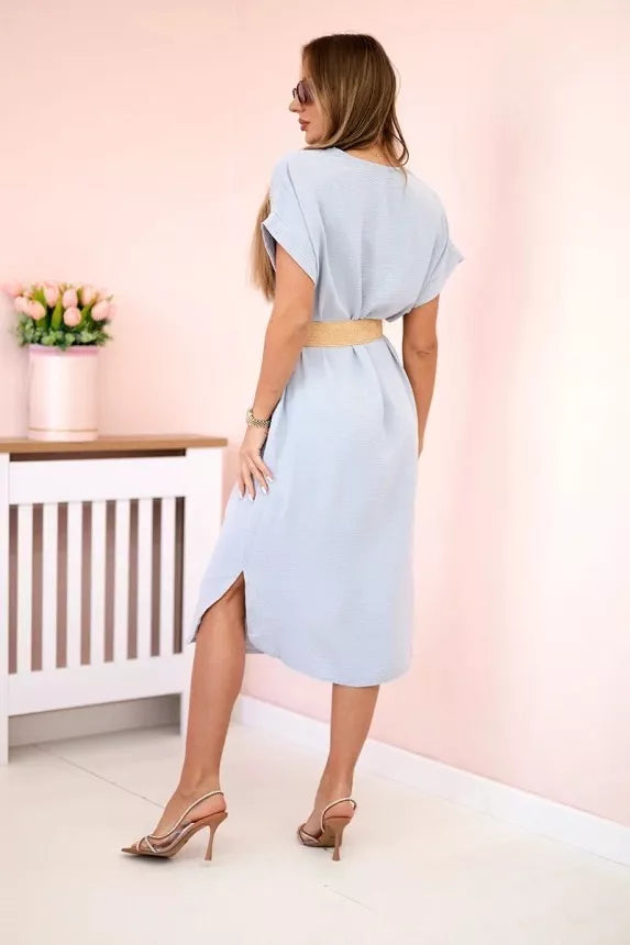 Moteriška pilka suknelė su diržu Amber