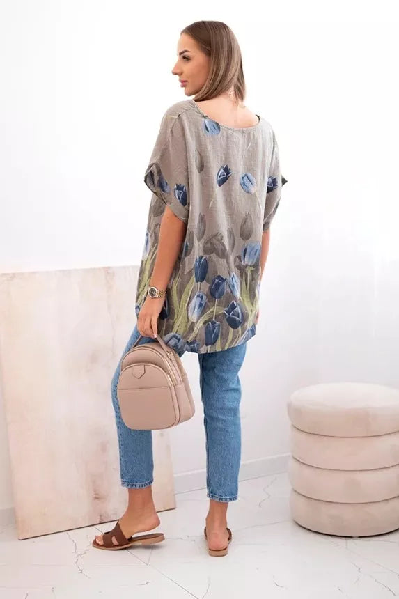 Moteriški pilki marškiniai su gėlėmis Limon