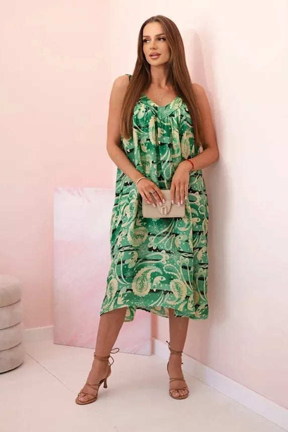 Moteriška žaliai suknelė su petnešėlėmis Colby