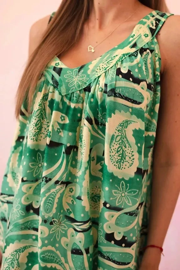 Moteriška žaliai suknelė su petnešėlėmis Colby