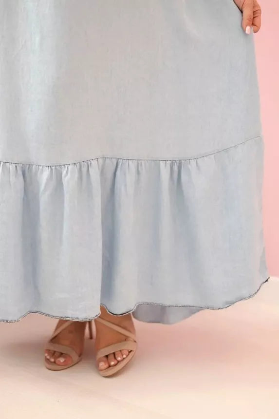 Moteriška šviesiai mėlyna suknelė Besil