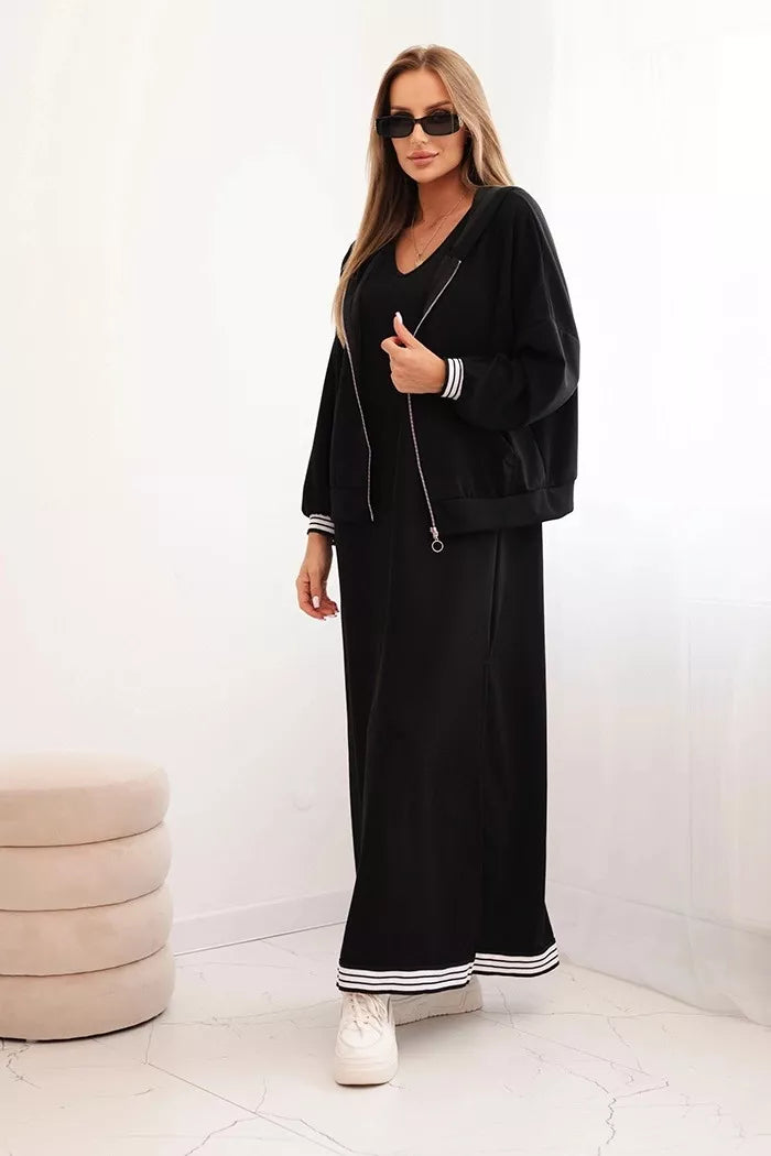 Moteriškas juodas laisvalaikio komplektas Donan