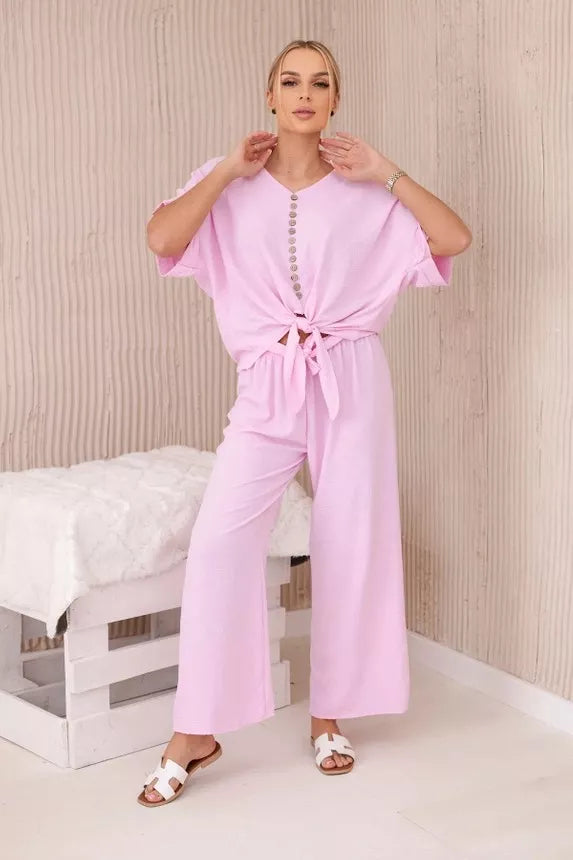 Moteriškas šviesiai rožinis komplektas Folk