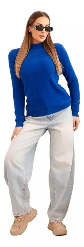 Moteriškas mėlynas alpakų megztinis Lindi