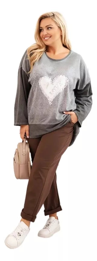 Moteriškas tamsiai pilkas megztinis Love