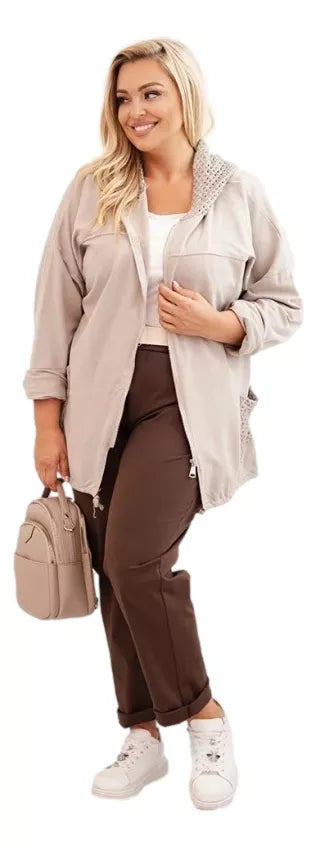 Moteriškas rusvas megztinis su gobtuvu Alba