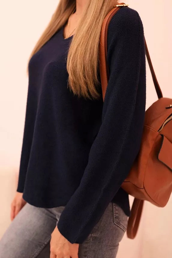 Moteriškas tamsiai mėlynas megztinis Remo