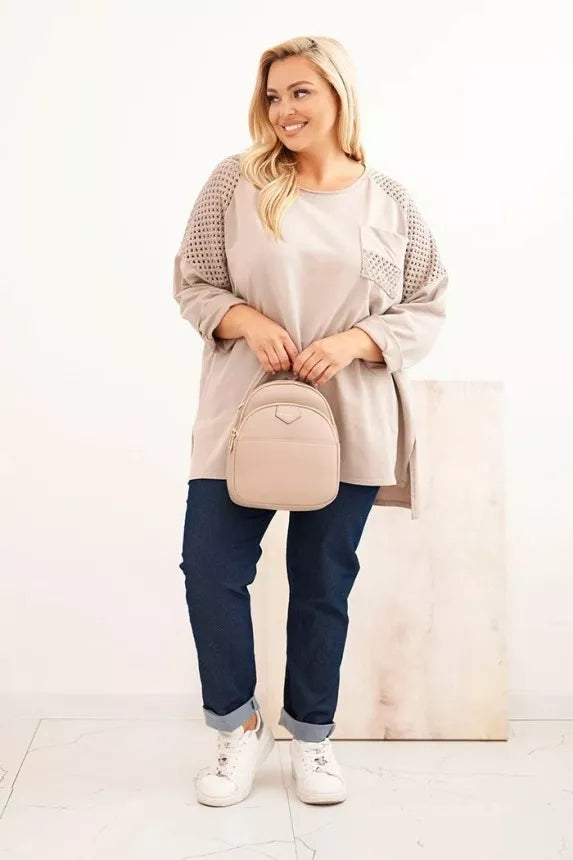 Moteriškas rusvas megztinis su raštu Stelo