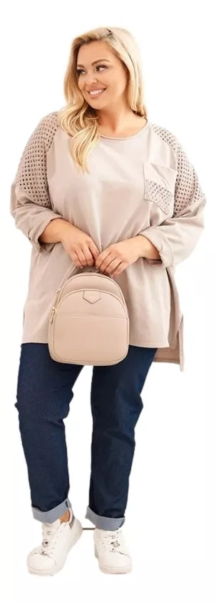 Moteriškas rusvas megztinis su raštu Stelo