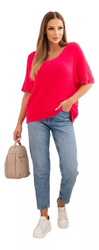 Moteriškas ryškiai rožinis megztinis Cloud