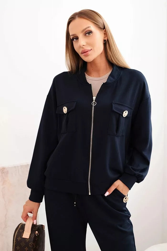 Moteriškas tamsiai mėlynas komplektas Marbel