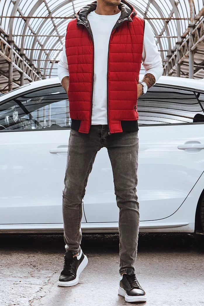 Dygsniuota vyriška bordo liemenė Lider