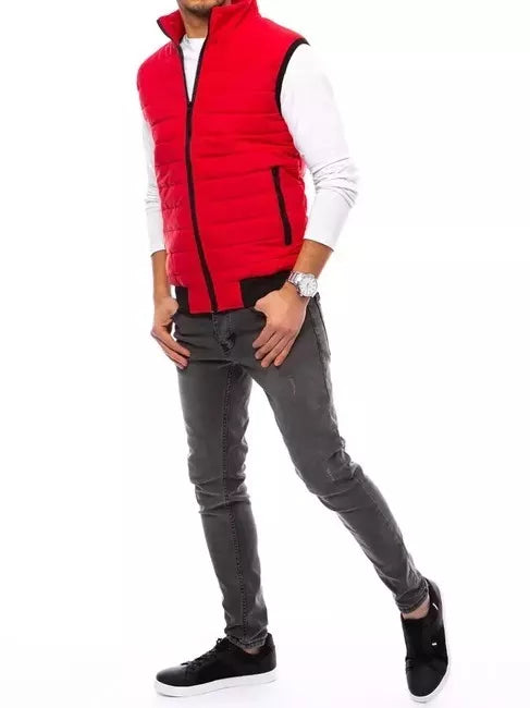 Dygsniuota vyriška raudona liemenė Lider