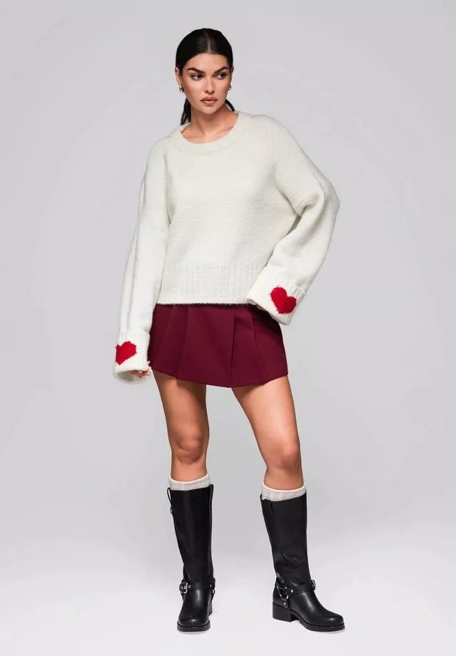 Moteriškas baltas megztinis Heart