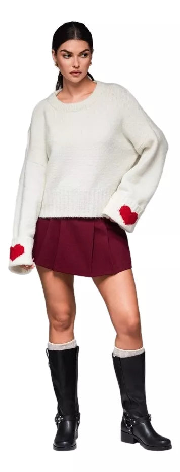 Moteriškas baltas megztinis Heart