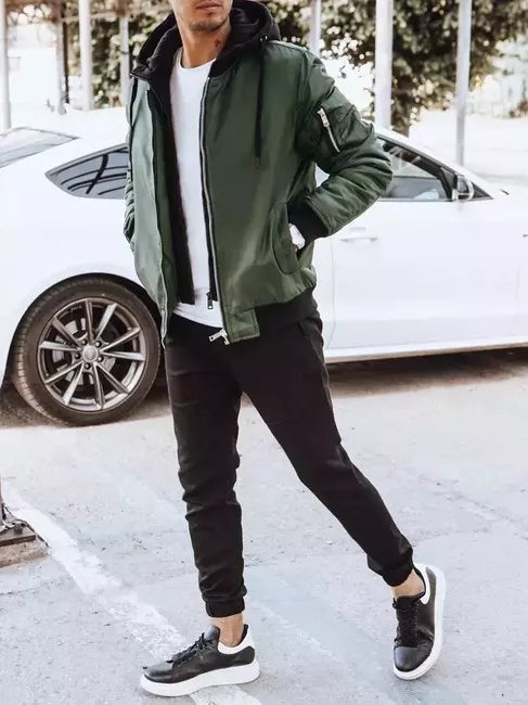 Vyriška žalia striukė su gobtuvu Moon