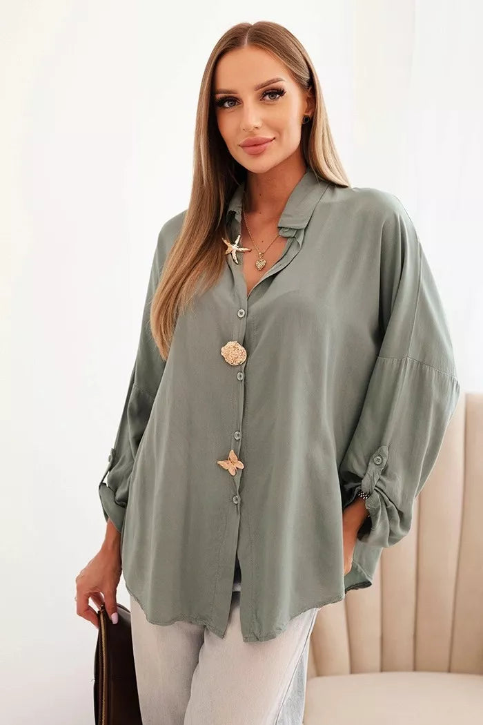 Moteriški chaki spalvos marškiniai Lens