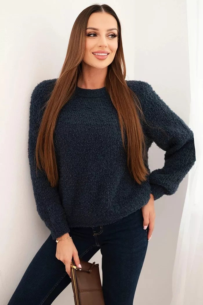 Moteriškas tamsiai mėlynos spalvos megztinis Kaja