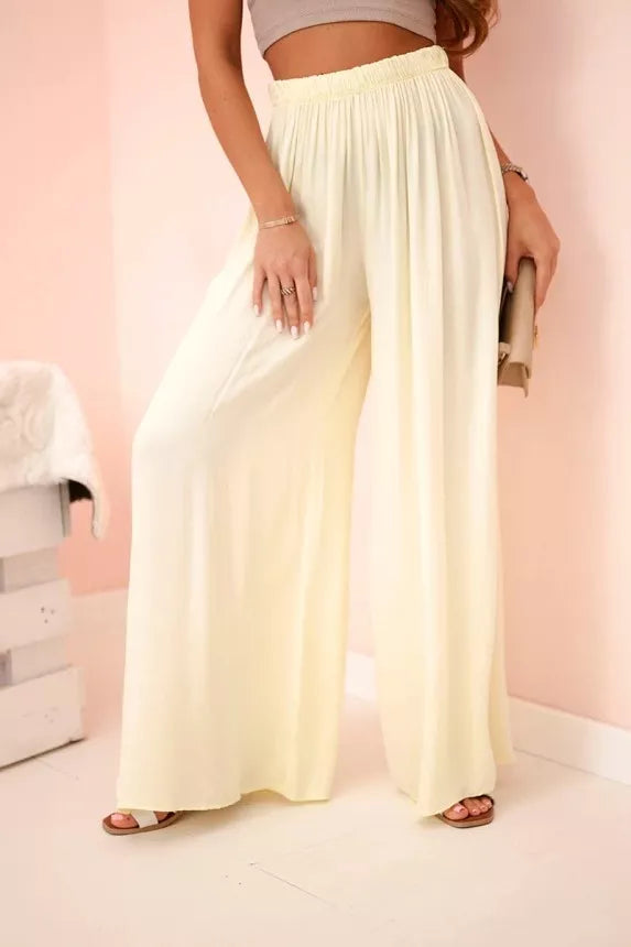 Moteriškos plačios geltonos spalvos kelnės Andi