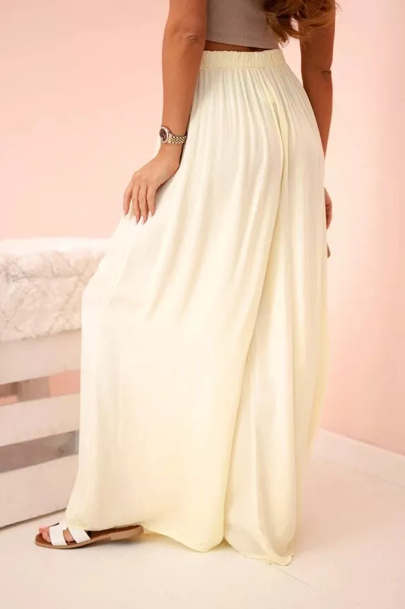 Moteriškos plačios geltonos spalvos kelnės Andi