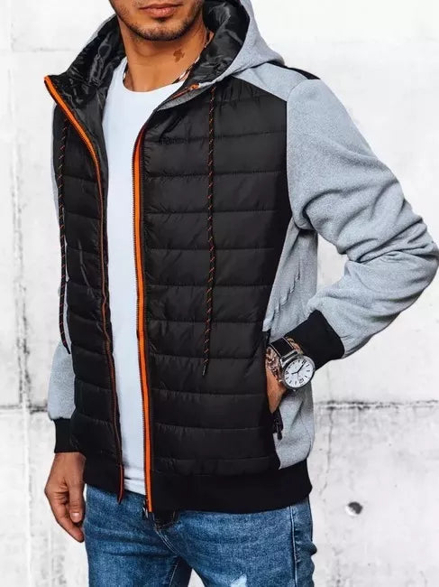 Pilkos spalvos vyriška striukė su gobtuvu Bastin