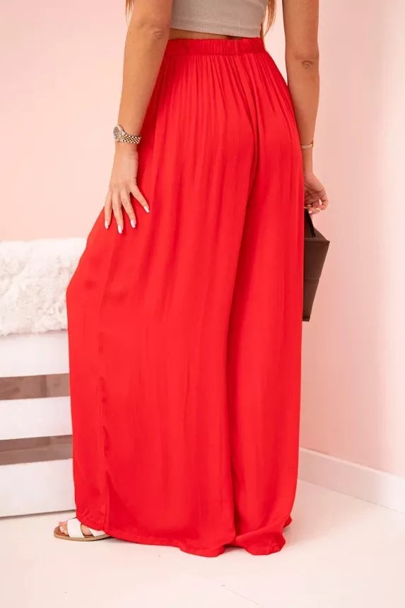 Moteriškos plačios raudonos spalvos kelnės Andi