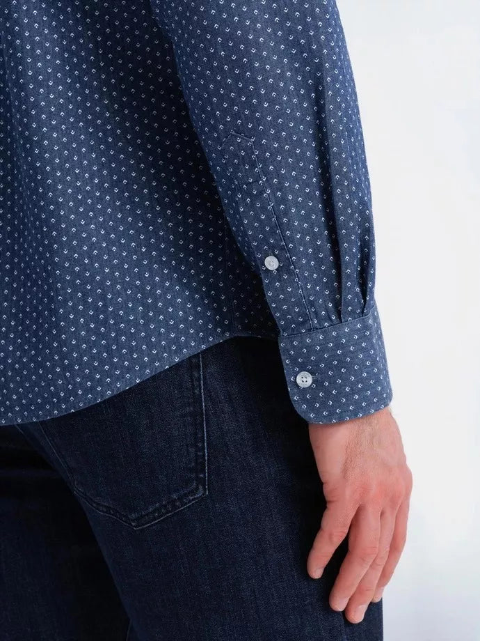 Vyriški tamsiai mėlynos spalvos marškiniai Aiden