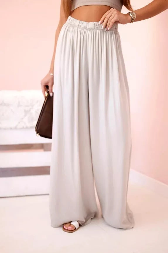 Moteriškos plačios rusvos spalvos kelnės Andi