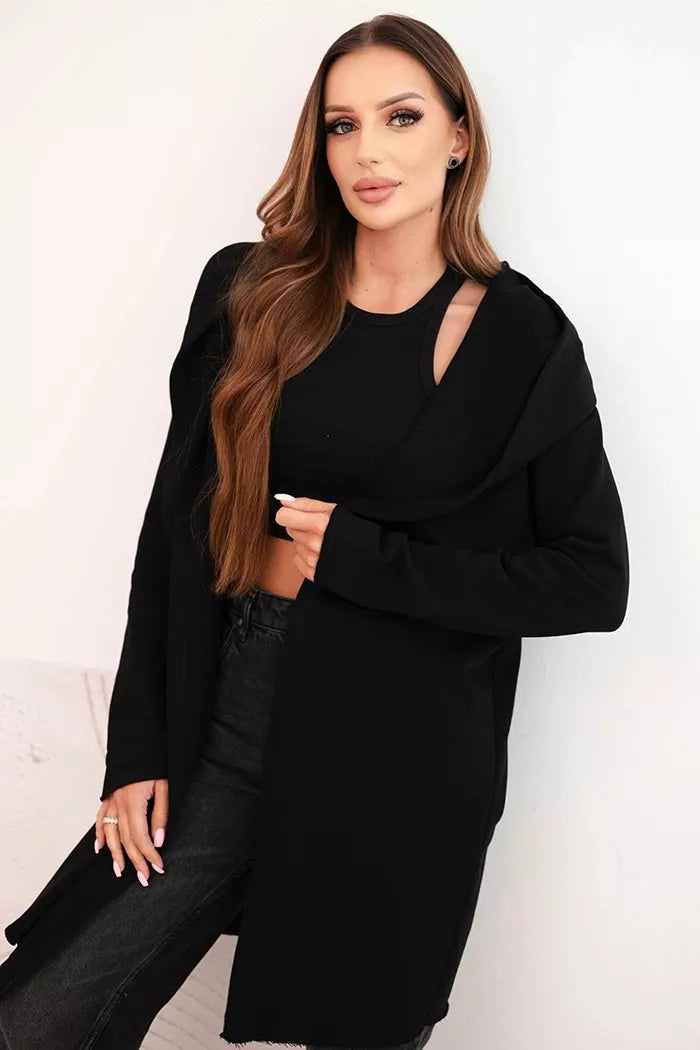 Moteriškas juodas megztinis su gobtuvu Alison