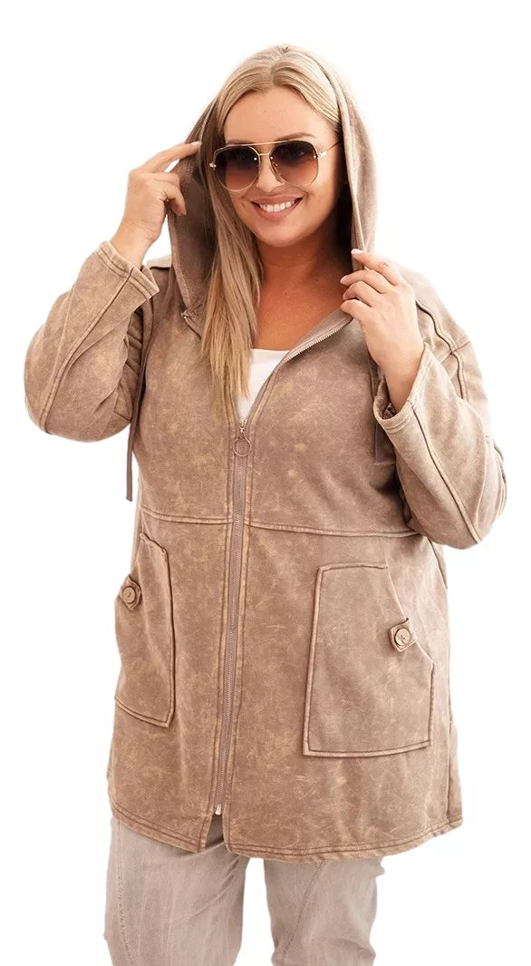 Moteriškas rudas džemperis su gobtuvu Alvor