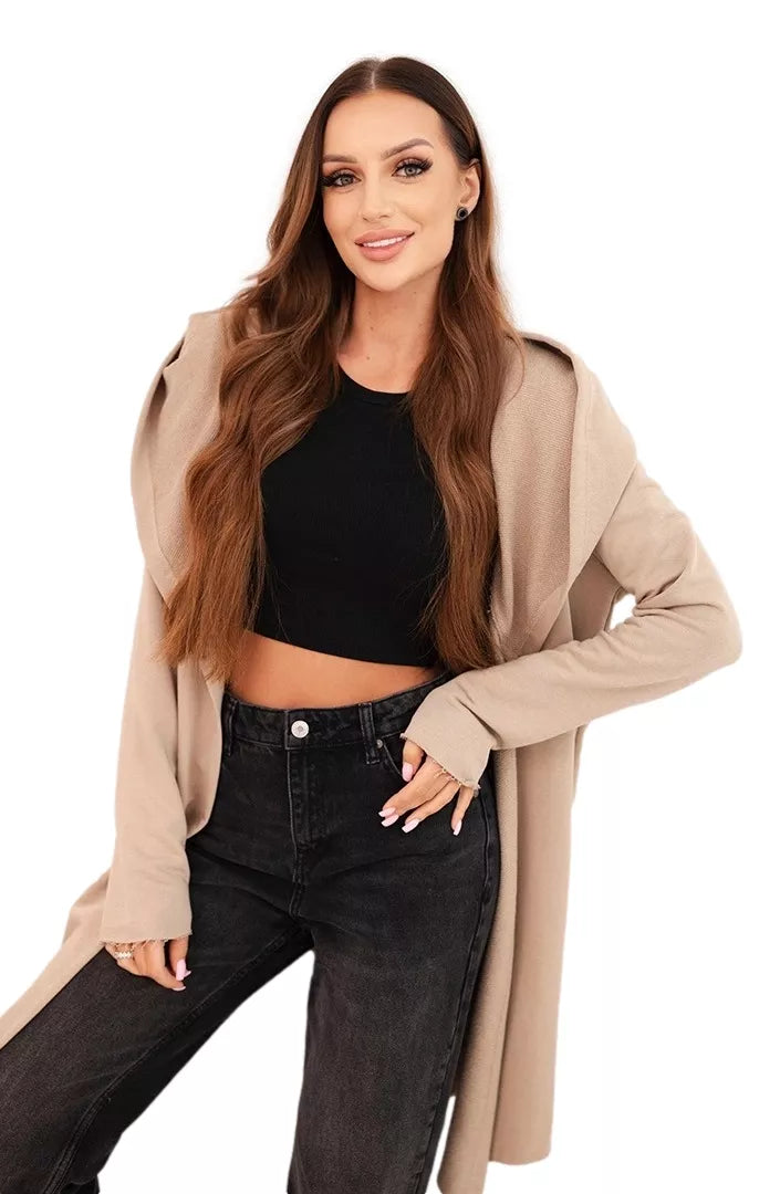 Moteriškas rusvas megztinis su gobtuvu Alison