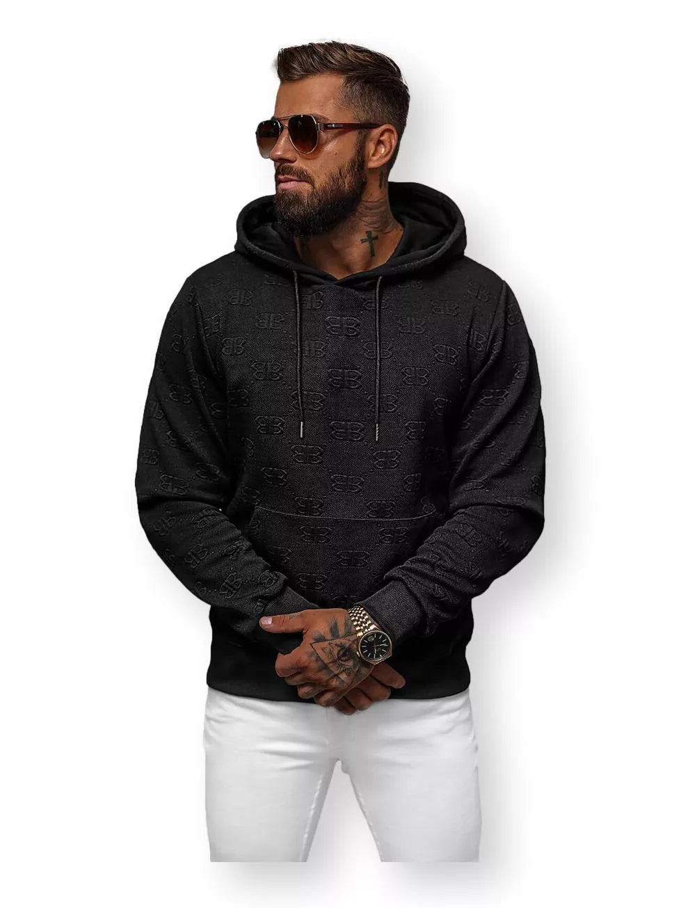 Džemperis su gobtuvu juodas Ifer