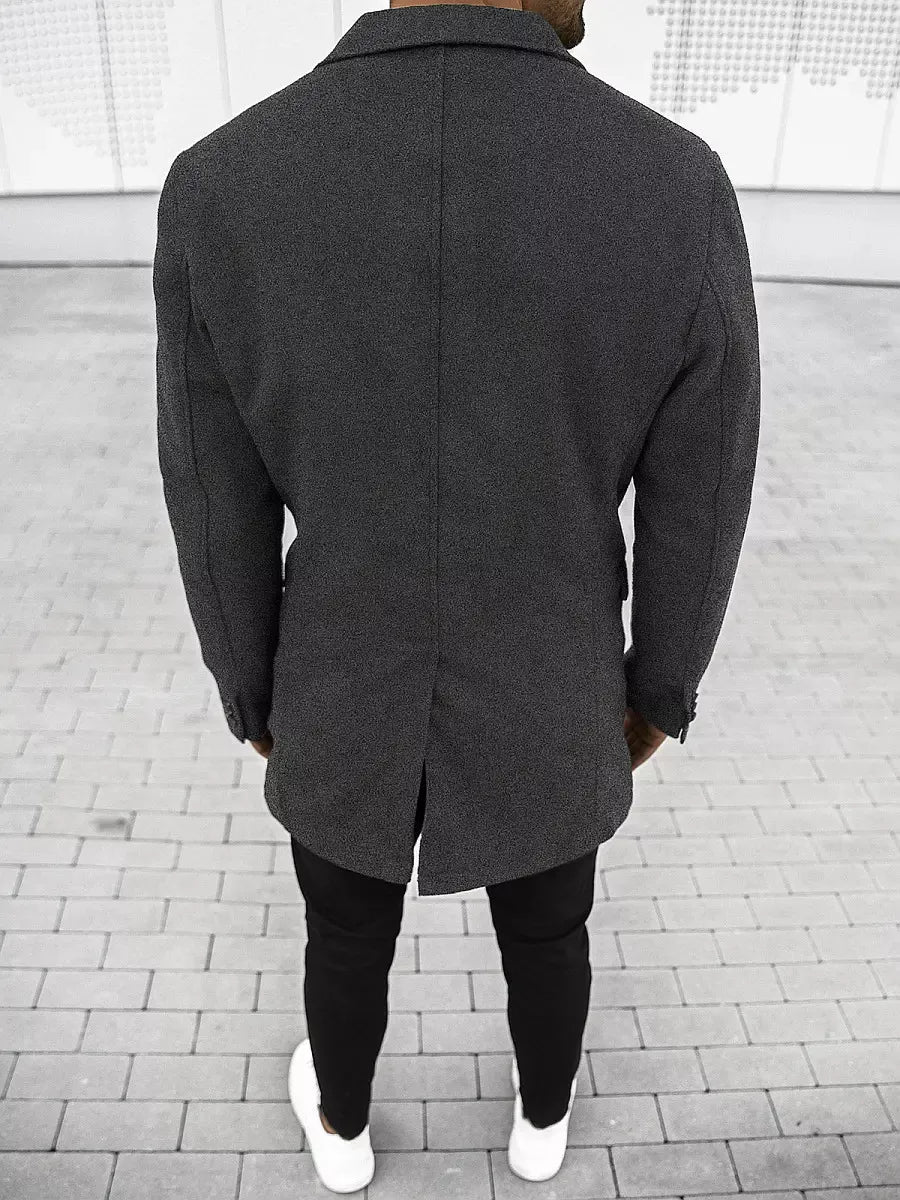 Elegantiškas tamsiai pilkas vyriškas paltas Sugal