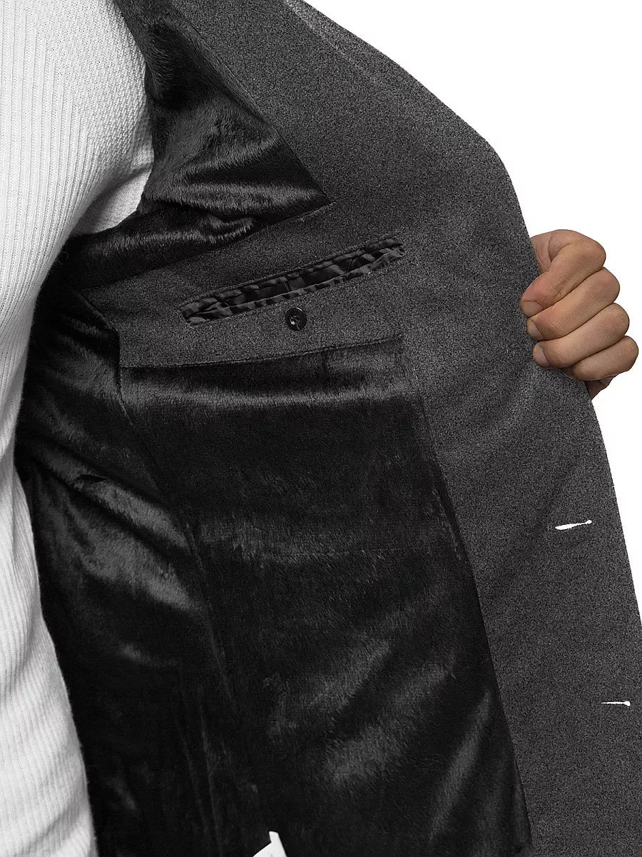 Elegantiškas tamsiai pilkas vyriškas paltas Sugal