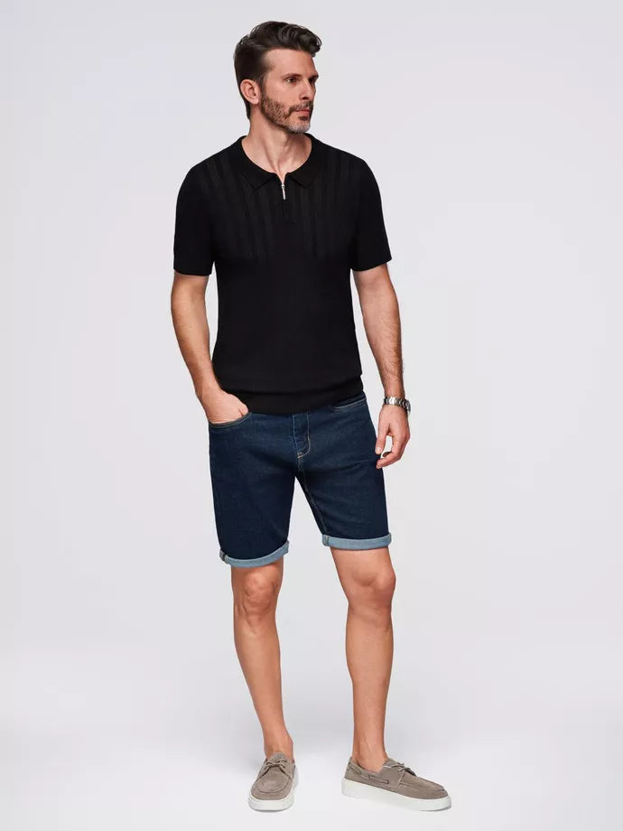 Vyriška juodos spalvos polo marškinėliai Elegant