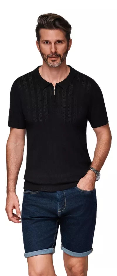 Vyriška juodos spalvos polo marškinėliai Elegant