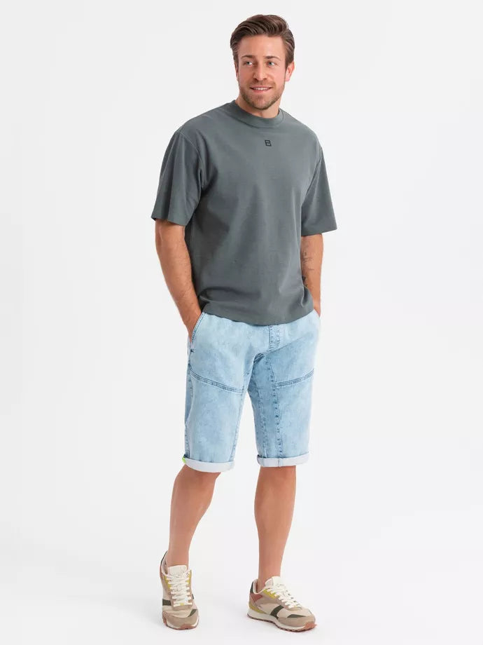 Vyriški šviesiai mėlyni džinsiniai šortai Makal