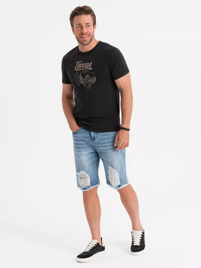 Vyriški šviesiai mėlyni džinsiniai šortai Urban