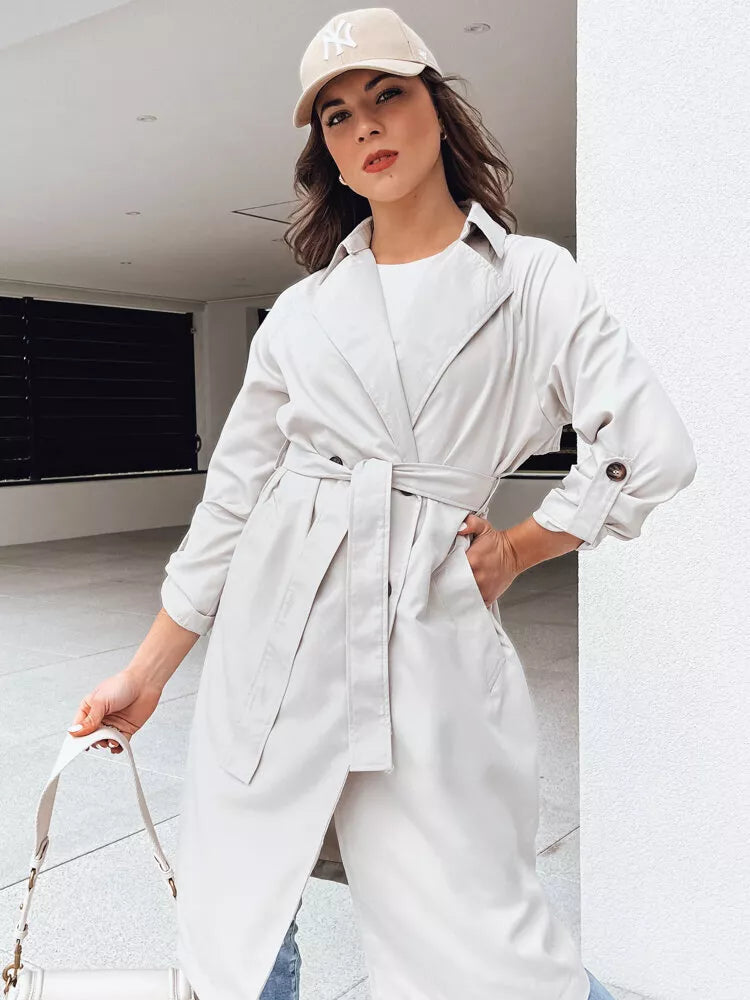 Šviesiai pilkas moteriškas plonas paltas Binc