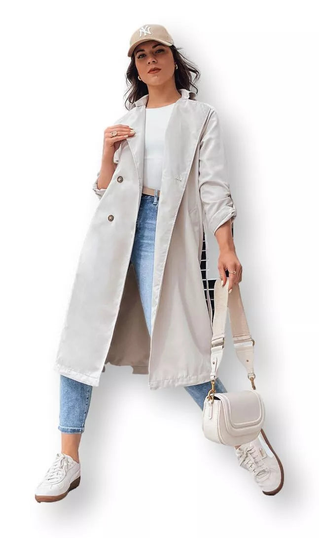 Šviesiai pilkas moteriškas plonas paltas Binc