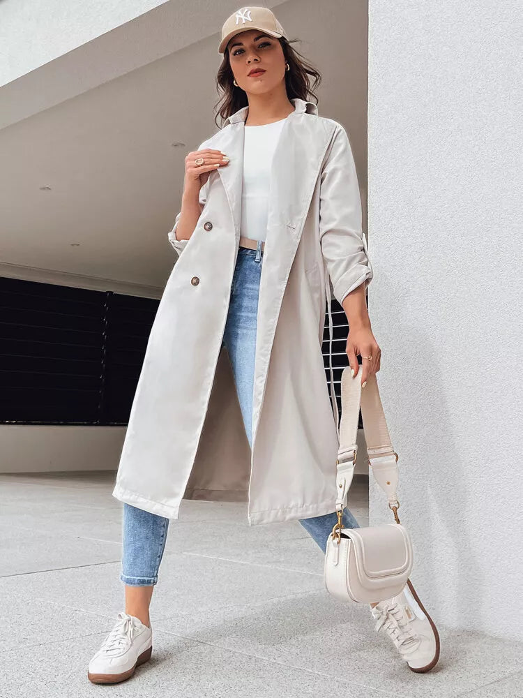 Šviesiai pilkas moteriškas plonas paltas Binc