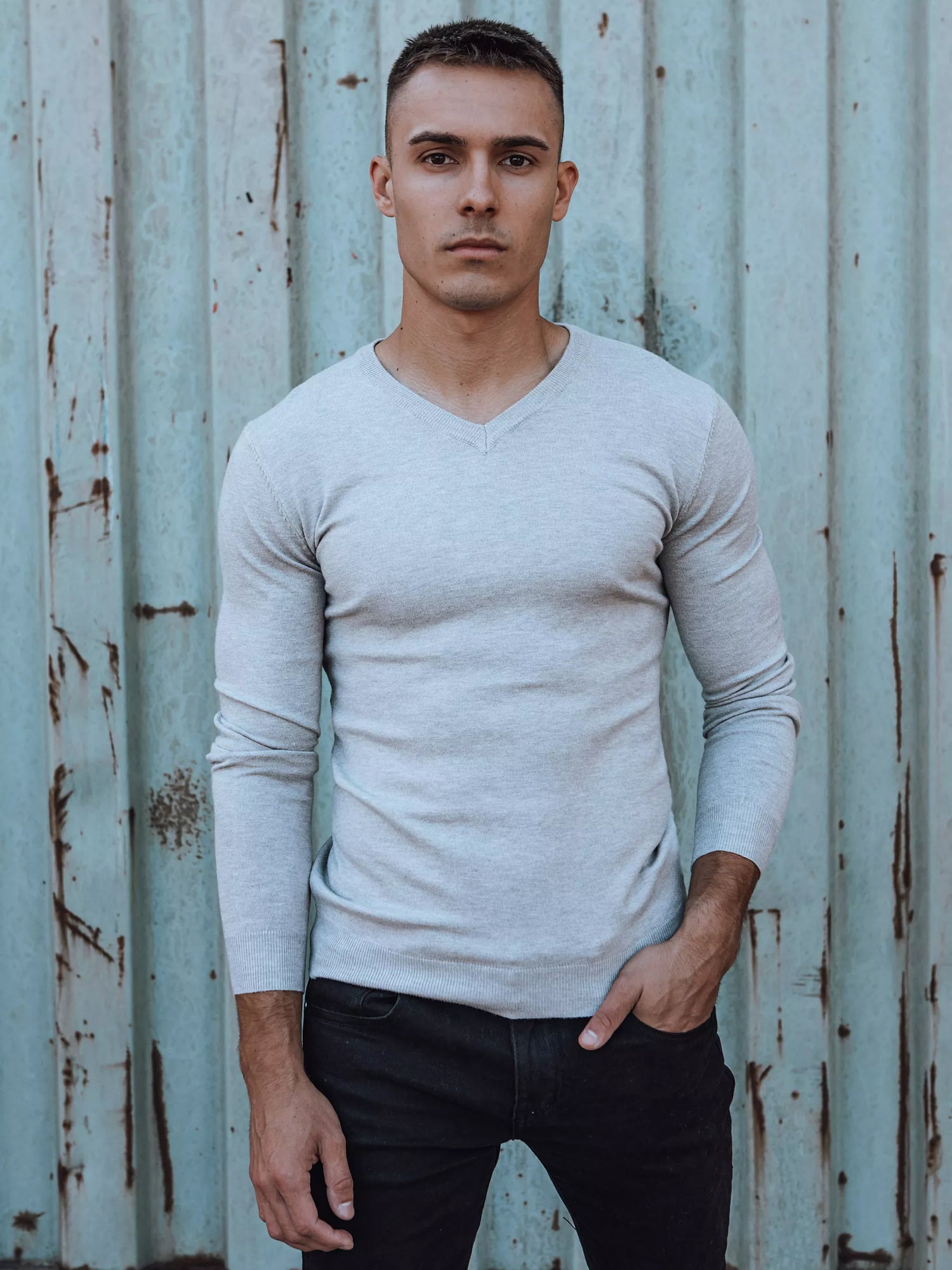 Šviesiai pilkas vyriškas megztinis Henri