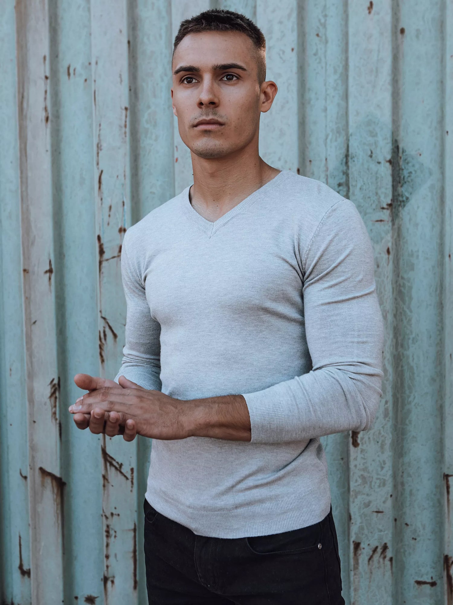 Šviesiai pilkas vyriškas megztinis Henri