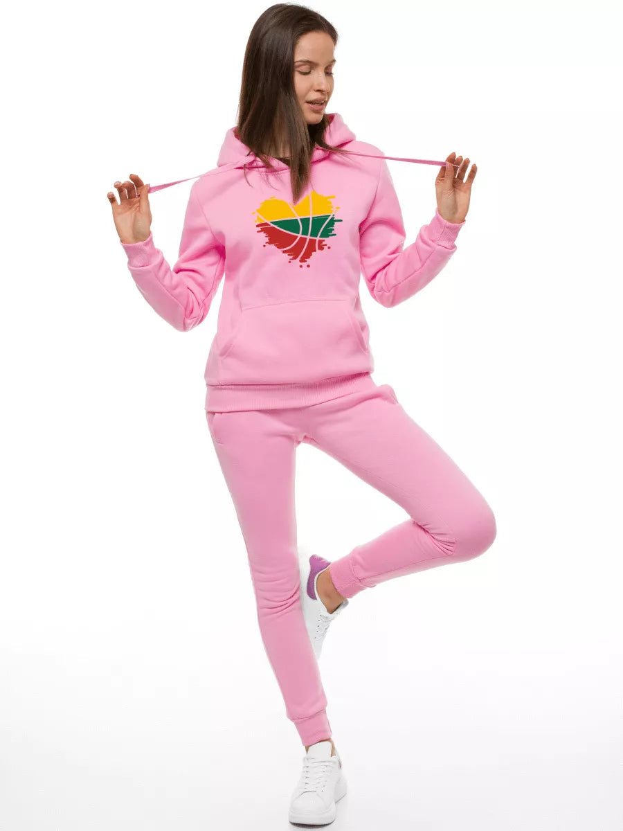 Šviesiai rožinis moteriškas rinkinys su gobtuvu Lietuva