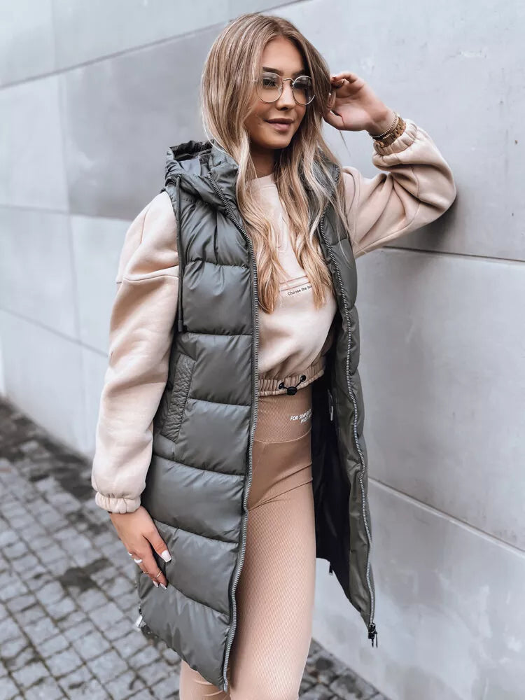 Ilga pilka liemenė su gobtuvu Far