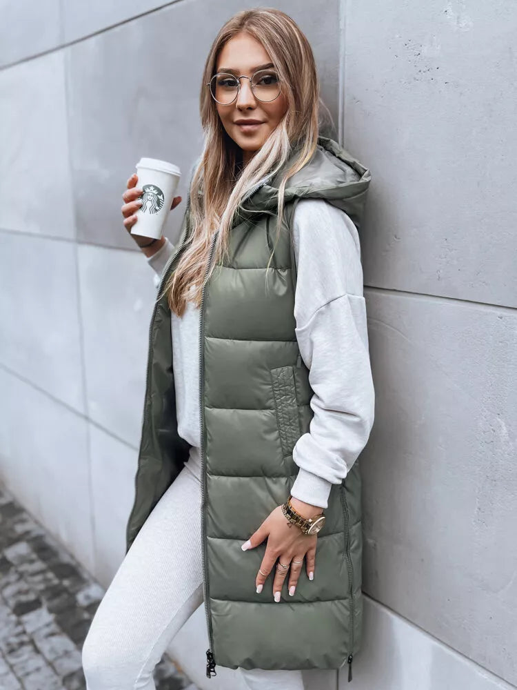 Ilga žalia liemenė su gobtuvu Far