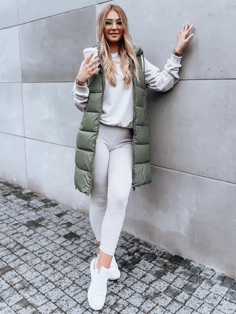 Ilga žalia liemenė su gobtuvu Far