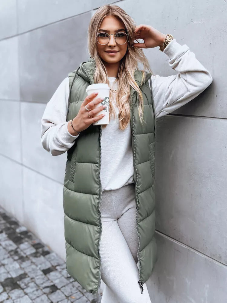 Ilga žalia liemenė su gobtuvu Far